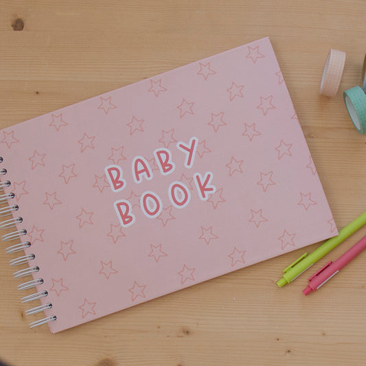 Baby Book A4 Stars All Pink