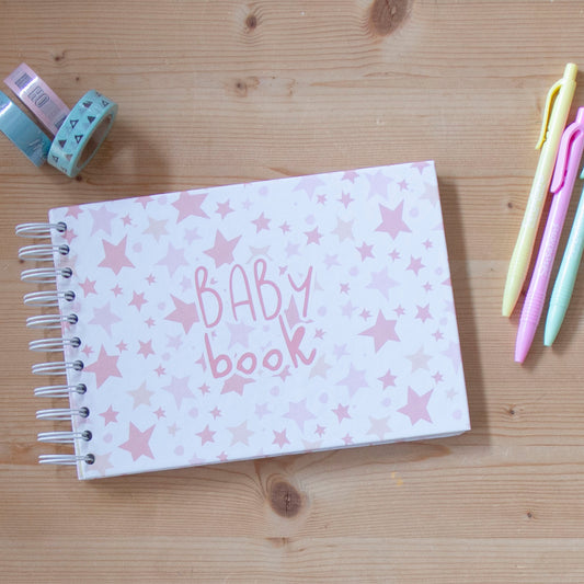 Baby Book A5 Stars Pink