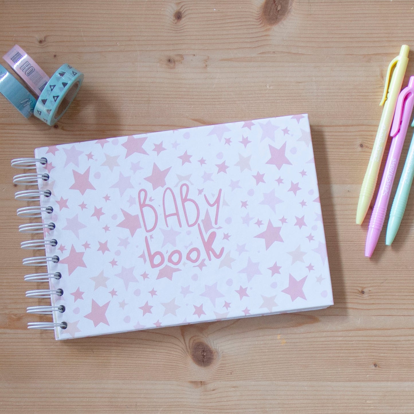 Baby Book A4 Stars Pink