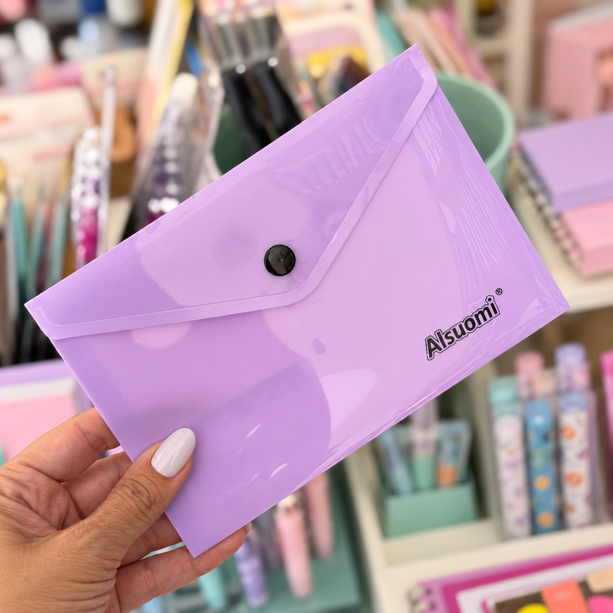 Bolsa Envelope B6 com mola Pastel LILÁS