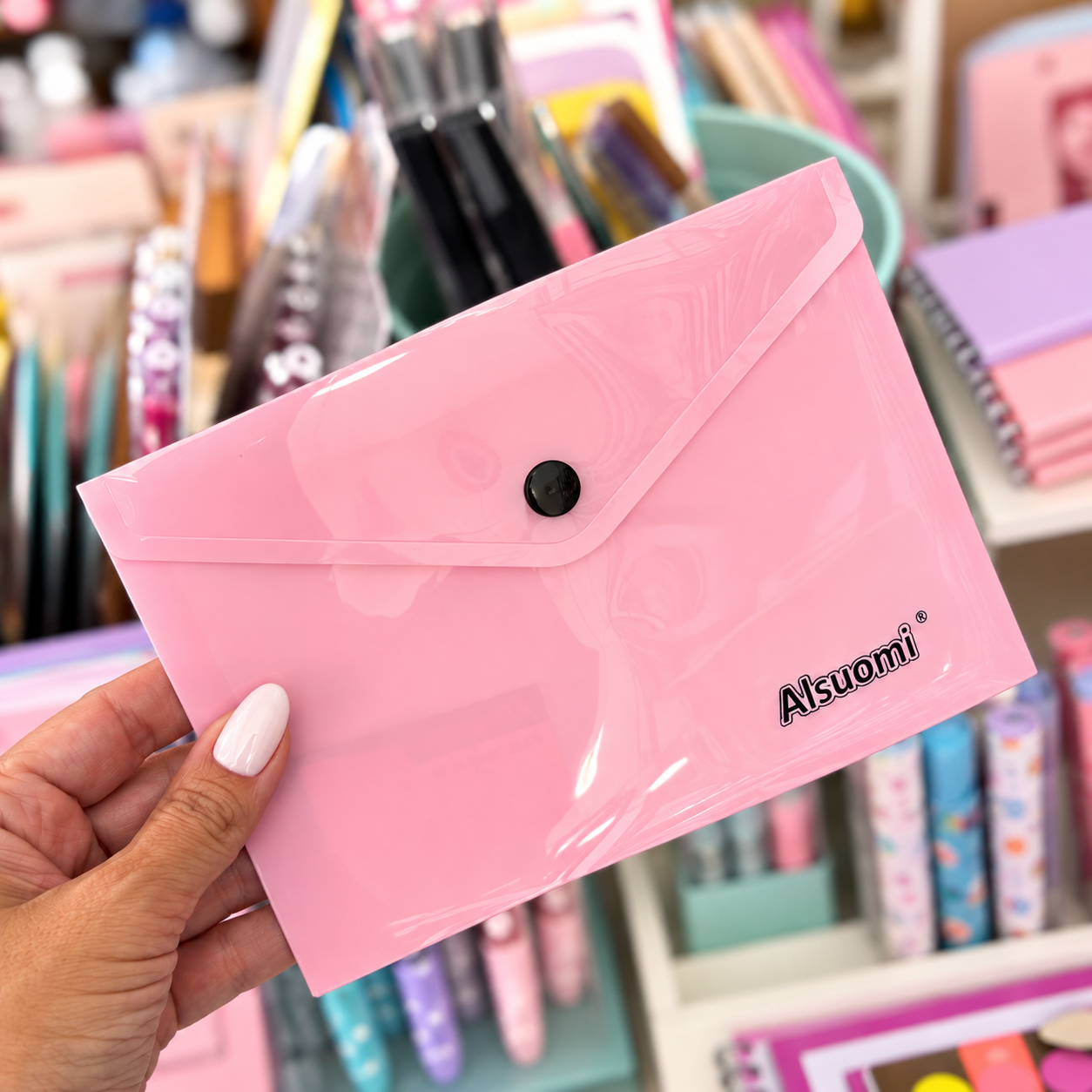 Bolsa Envelope B6 com mola Pastel ROSA