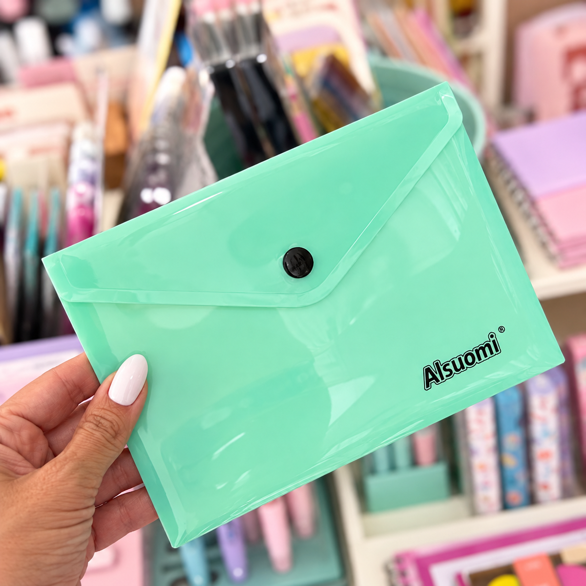 Bolsa Envelope B6 com mola Pastel VERDE