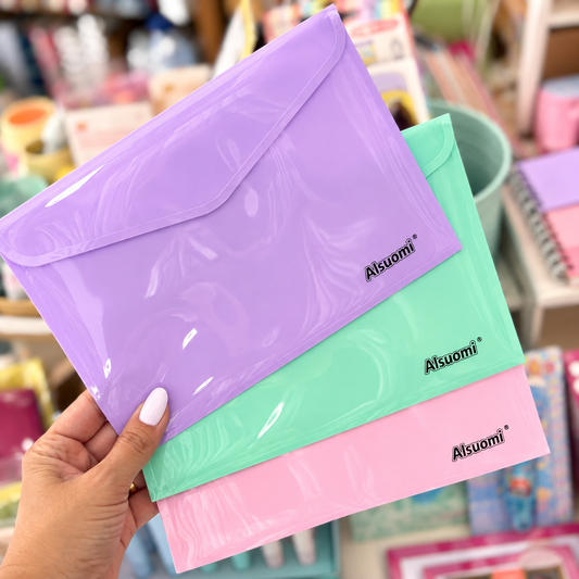 Kit 3 Bolsas Envelope A5 com velcro Pastel