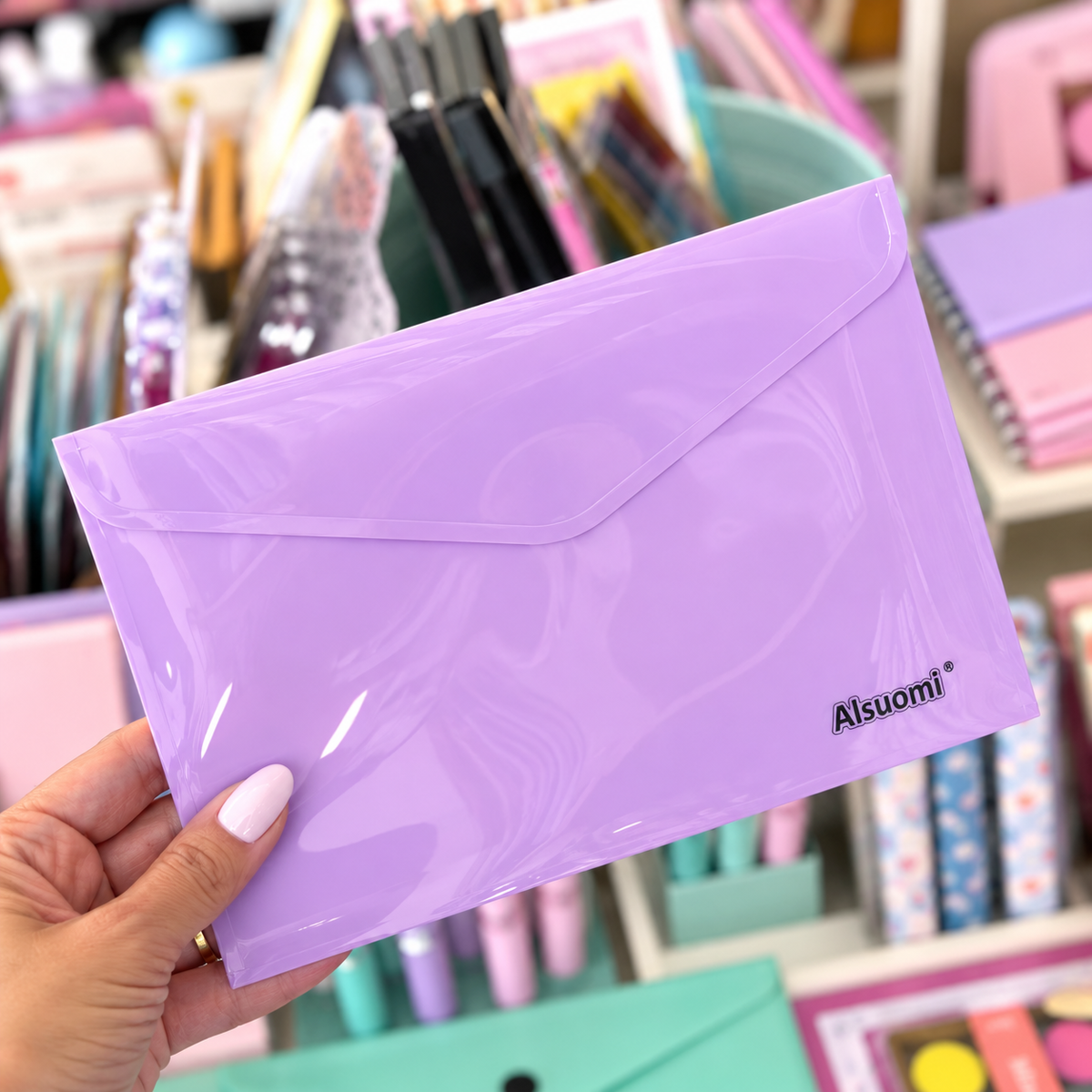 Bolsa Envelope A5 com velcro Pastel LILÁS