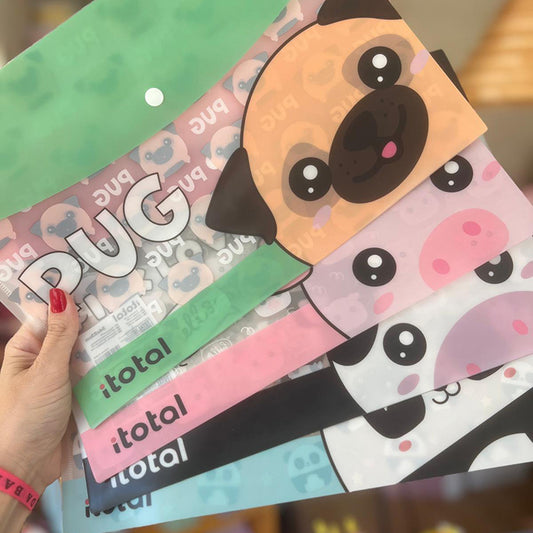 Kit 4 Bolsas Envelope A4 com mola Animais