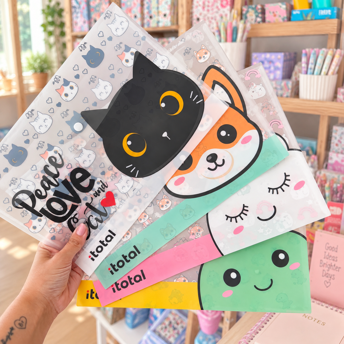 Kit 4 Bolsas Envelope A4 com mola Animais SWEET