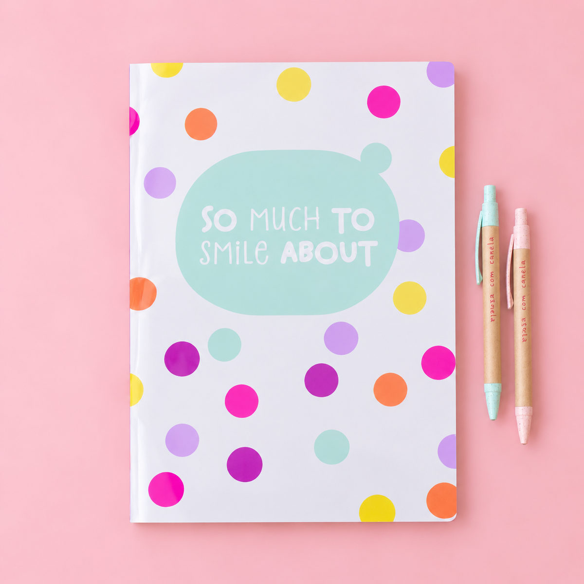 Caderno Agrafado A4 PET Pautado COLOR DOTS (So Much to Smile about)