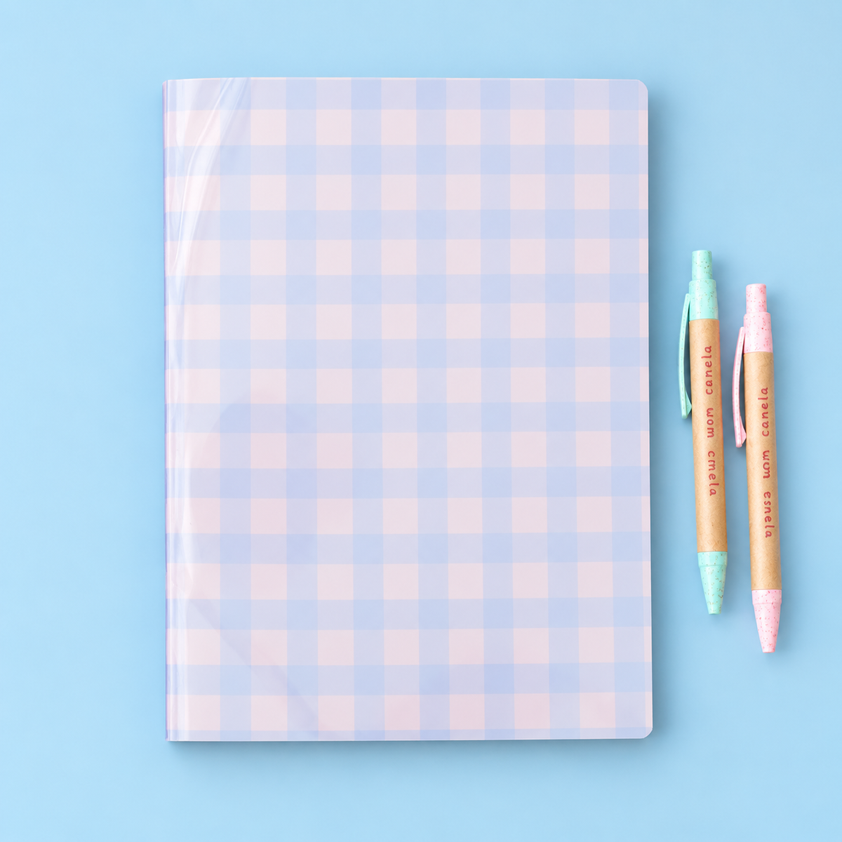 Caderno Agrafado A4 PET Pautado FLOWERS VICHY BLUE