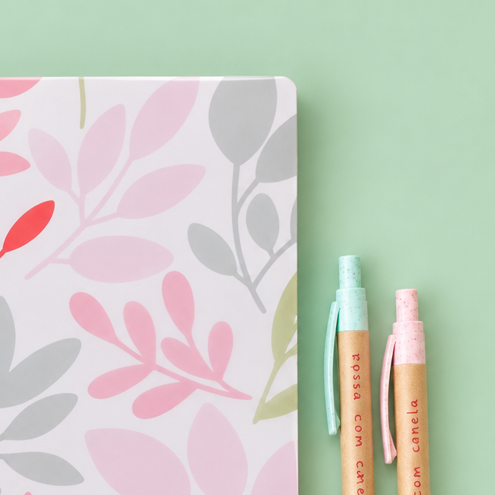 Caderno Agrafado A4 PET Pautado FLOWERS