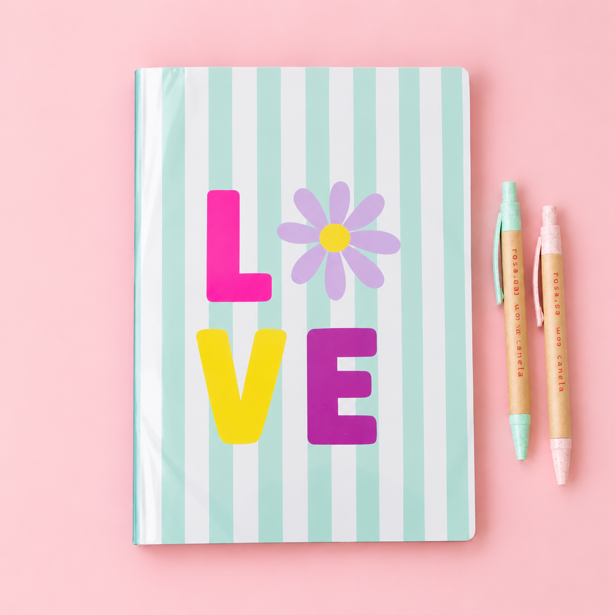 Caderno Agrafado A4 PET Pautado LOVE MINT