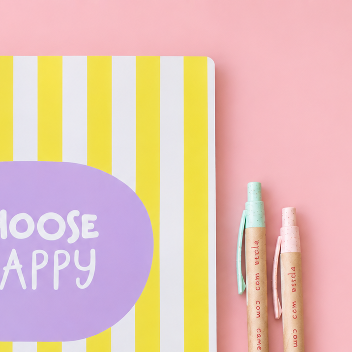 Caderno Agrafado A4 PET Pautado YELLOW STRIPES (Choose Happy)