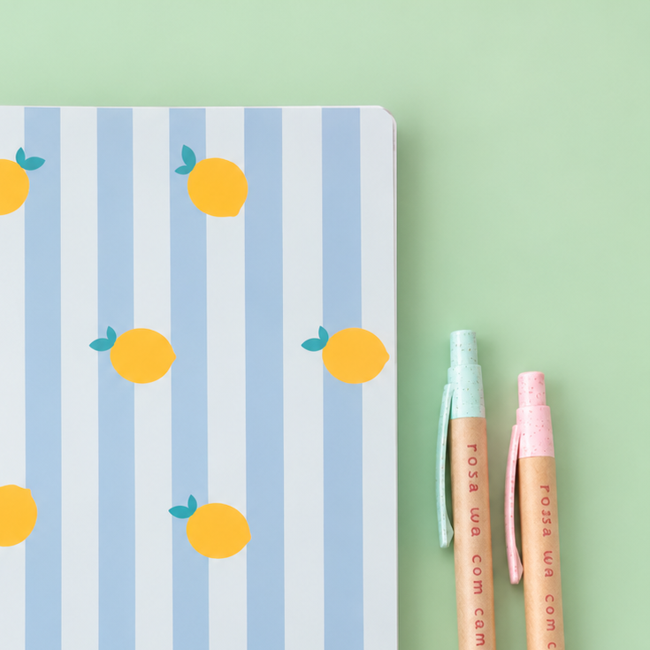 Caderno Agrafado A4 PET Pautado FRUITS LEMON