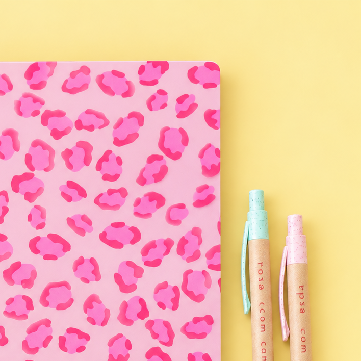 Caderno Agrafado A4 PET Pautado CRAZY PINK TIGRESSE