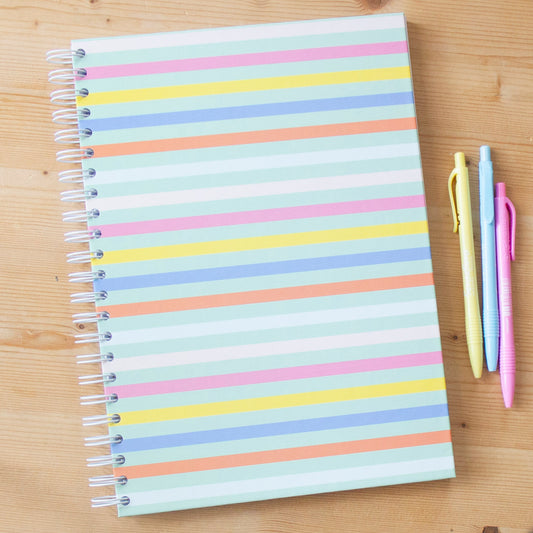 Caderno A4 Capa Dura Pautado (100 FL) PASTEL STRIPES