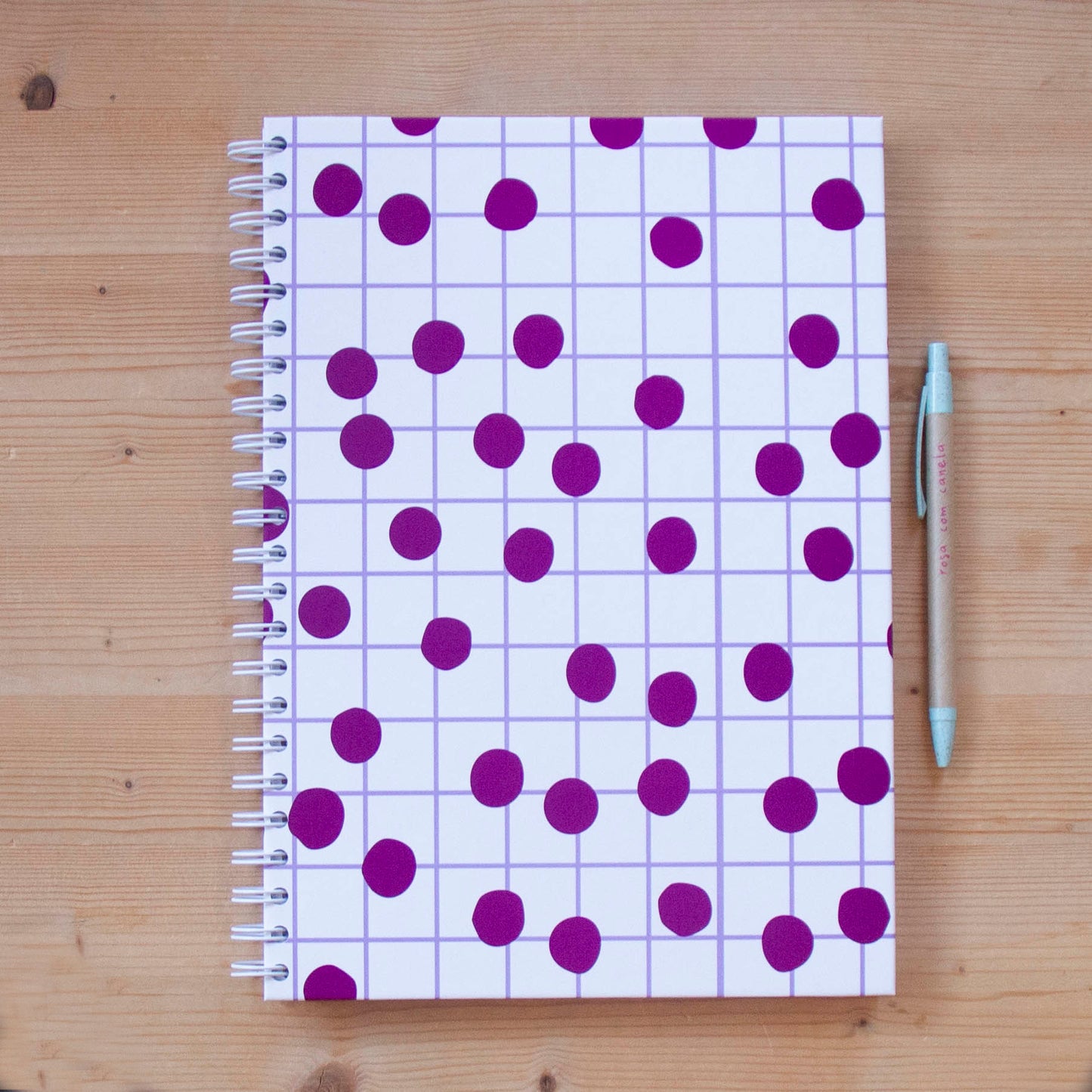 Caderno A4 Argolas (PAUTADO) DOTS PURPLE