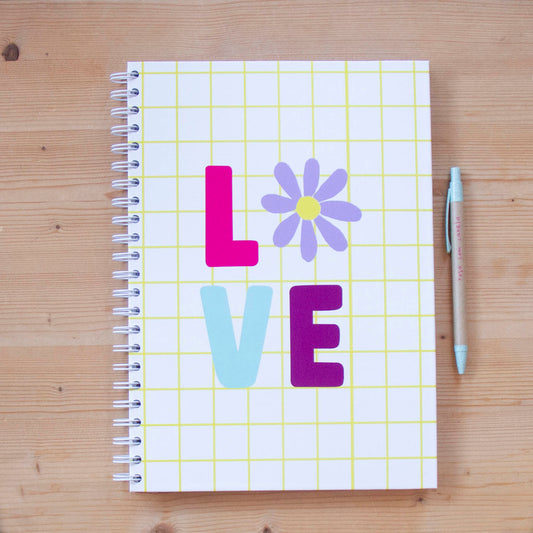Caderno A4 Argolas (PAUTADO) LOVE YELLOW