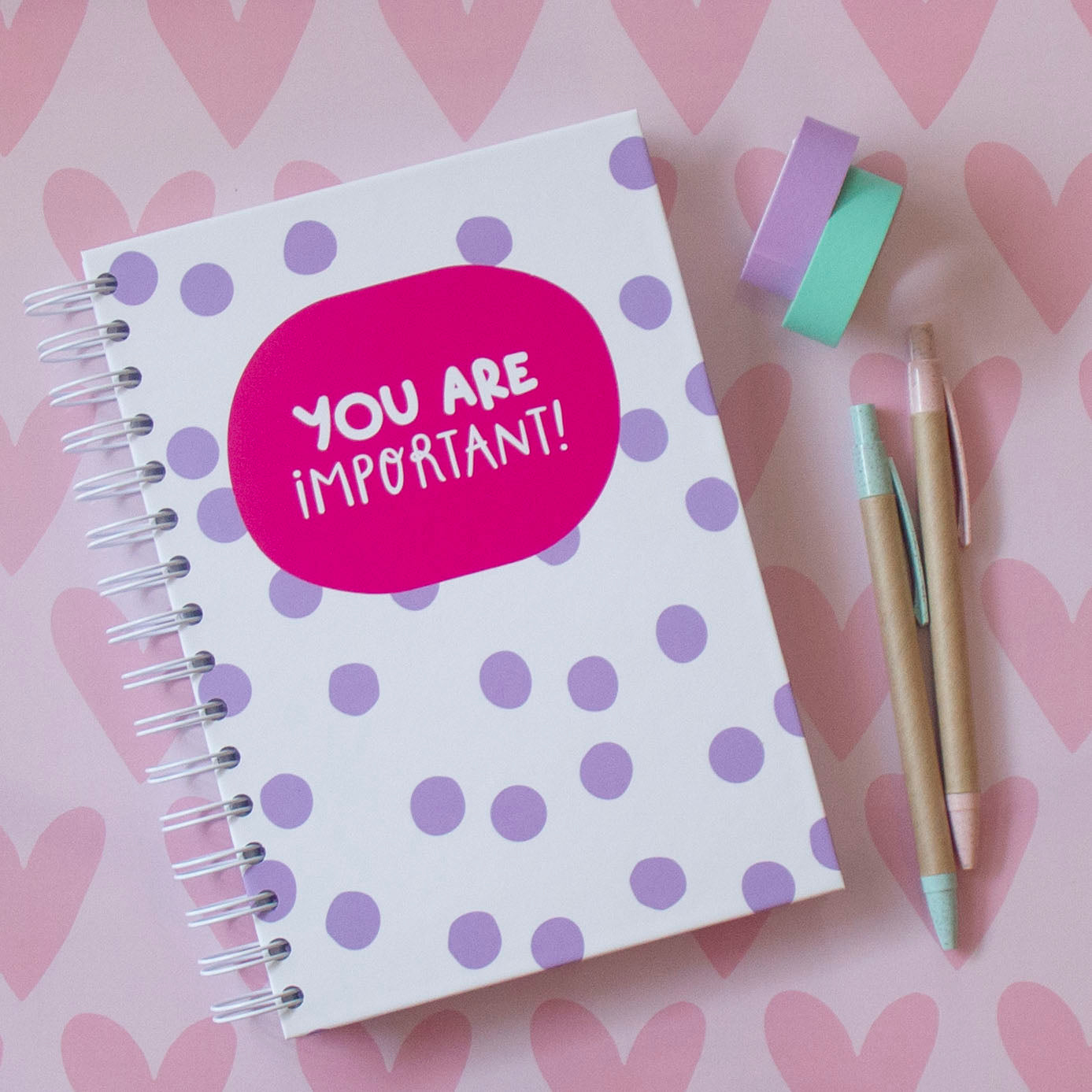 Caderno A5 Argolas (LISO) DOTS LAVANDA