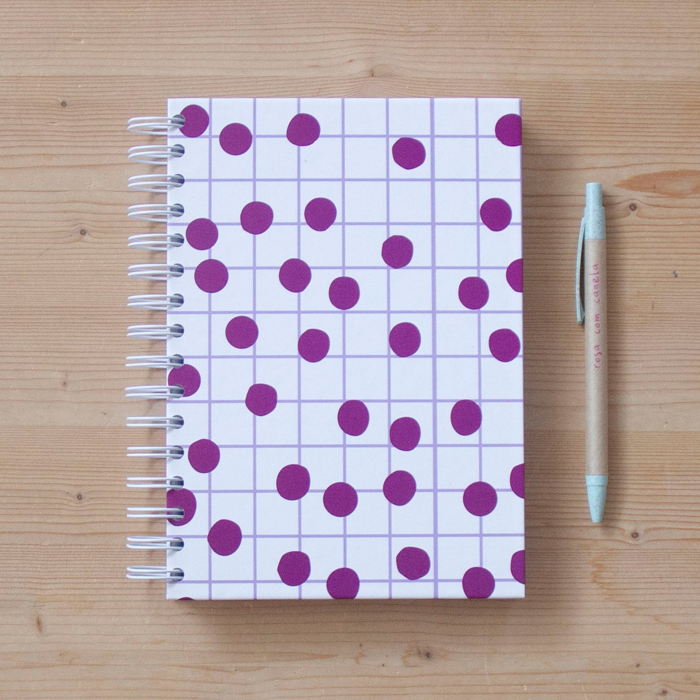 Caderno A5 Argolas (LISO) DOTS PURPLE
