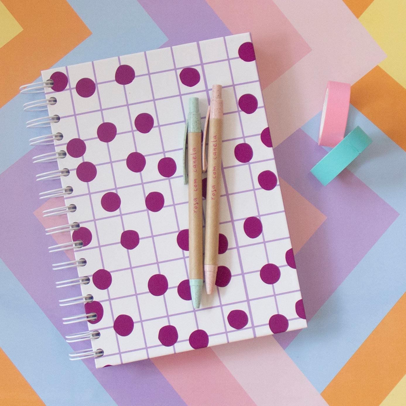 Caderno A5 Argolas (LISO) DOTS PURPLE