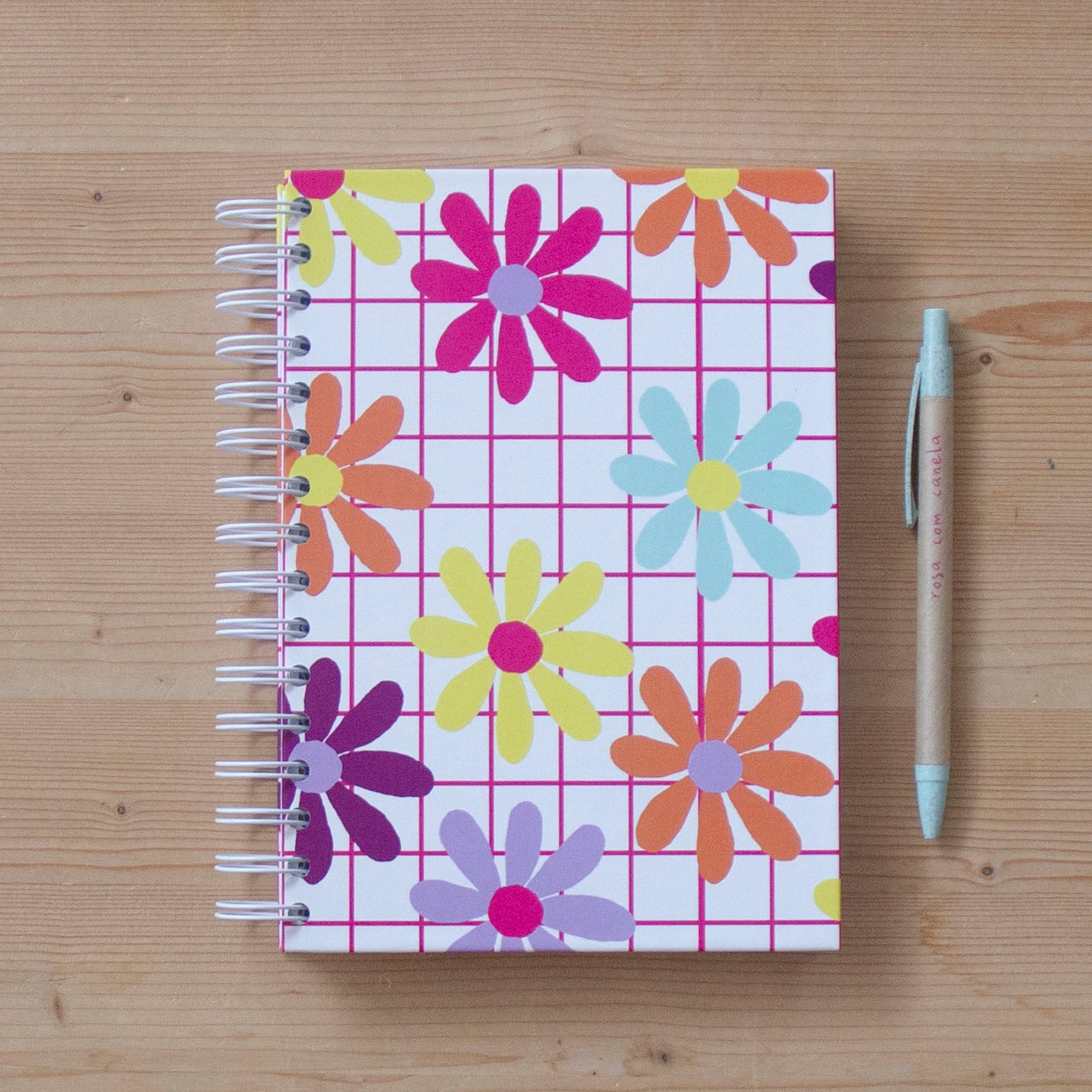 Caderno A5 Argolas (LISO) HAPPY FLOWERS