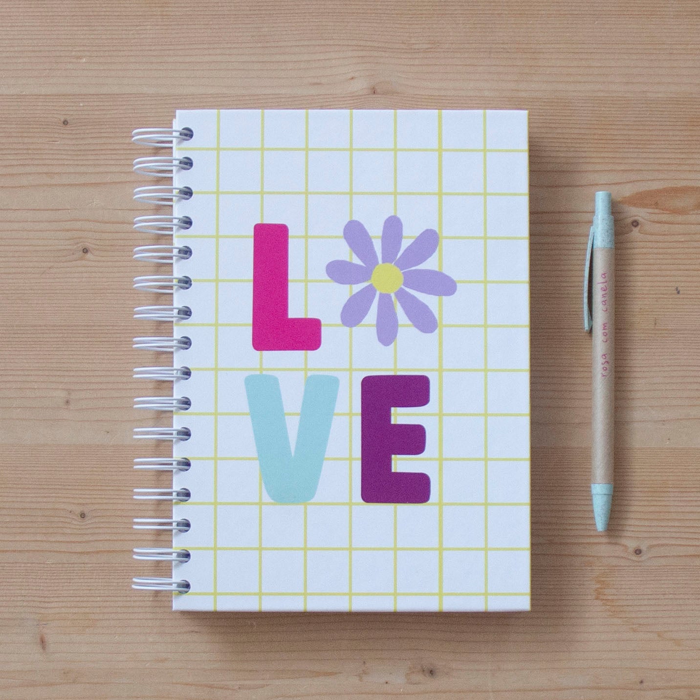 Caderno A5 Argolas (LISO) HAPPY LOVE yellow