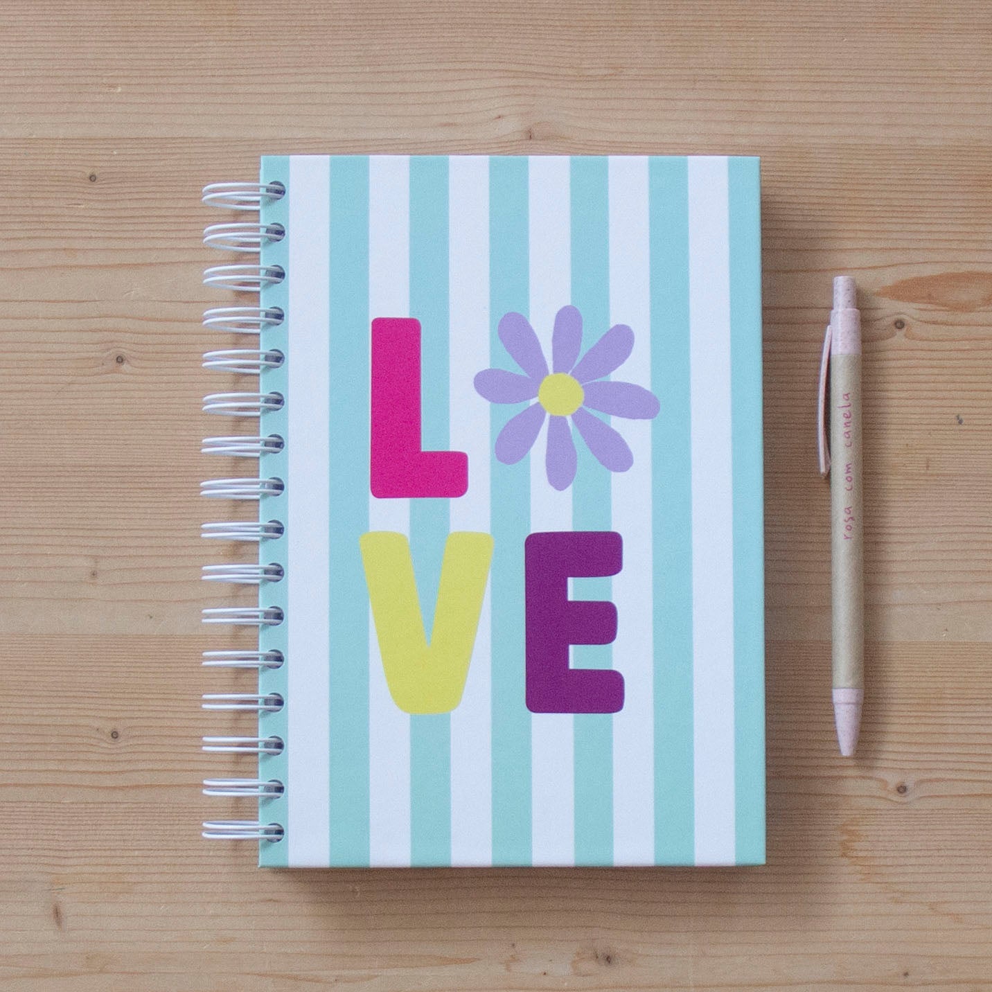 Caderno A5 Argolas (LISO) HAPPY LOVE Mint