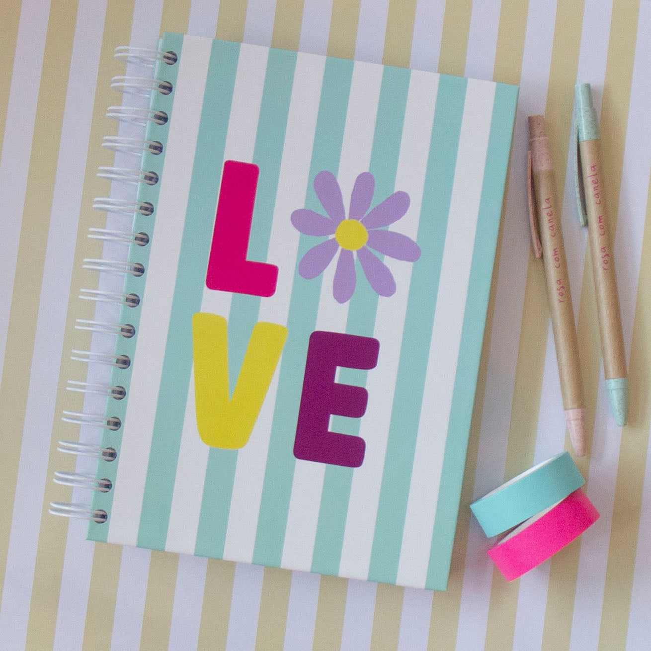 Caderno A5 Argolas (LISO) HAPPY LOVE Mint