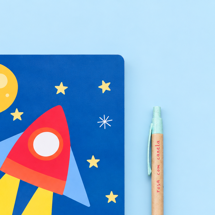 Caderno Agrafado A5 PET Pautado BOY ROCKET