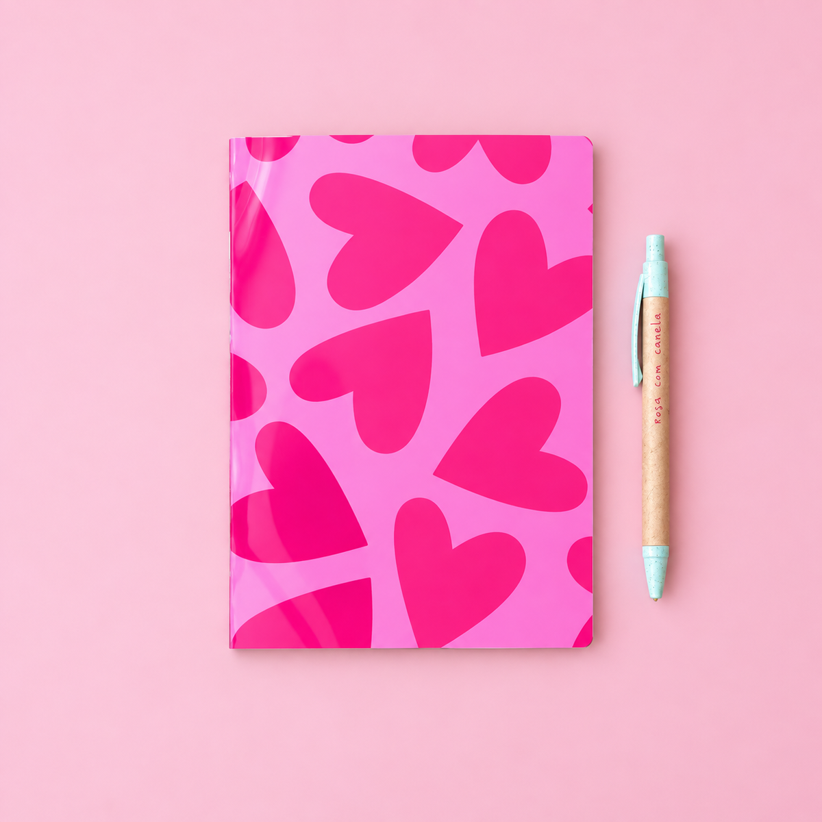 Caderno Agrafado A5 PET Pautado CRAZY PINK HEARTS