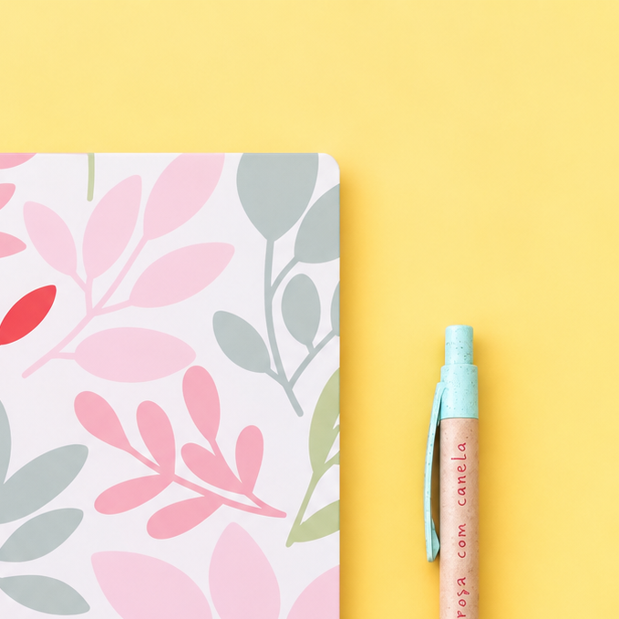 Caderno Agrafado A5 PET Pautado FLOWERS