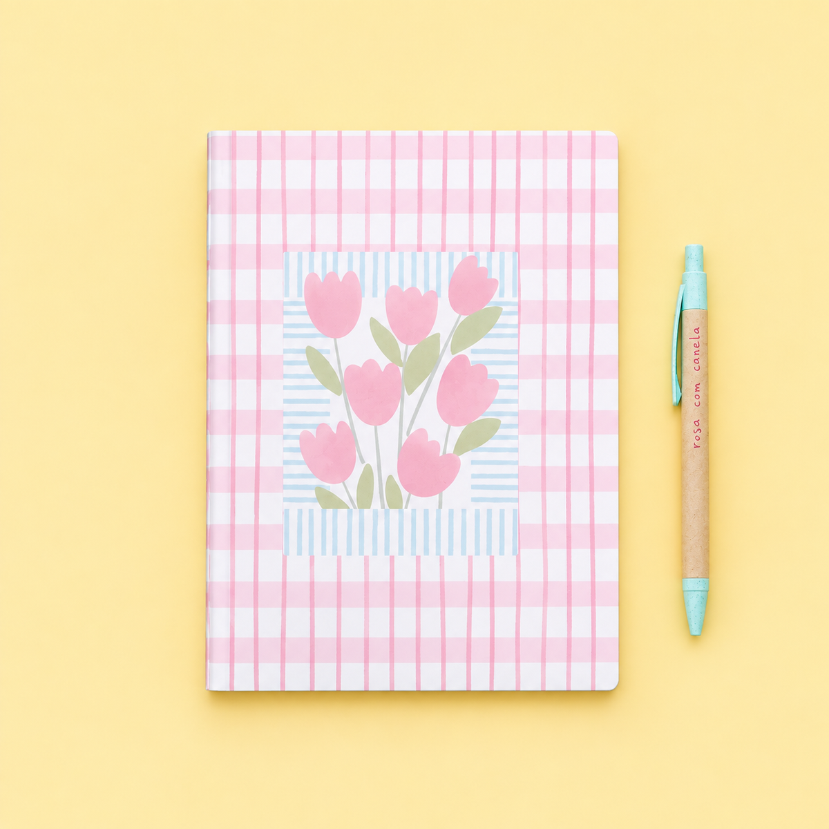 Caderno Agrafado A5 PET Pautado FLOWERS PINK