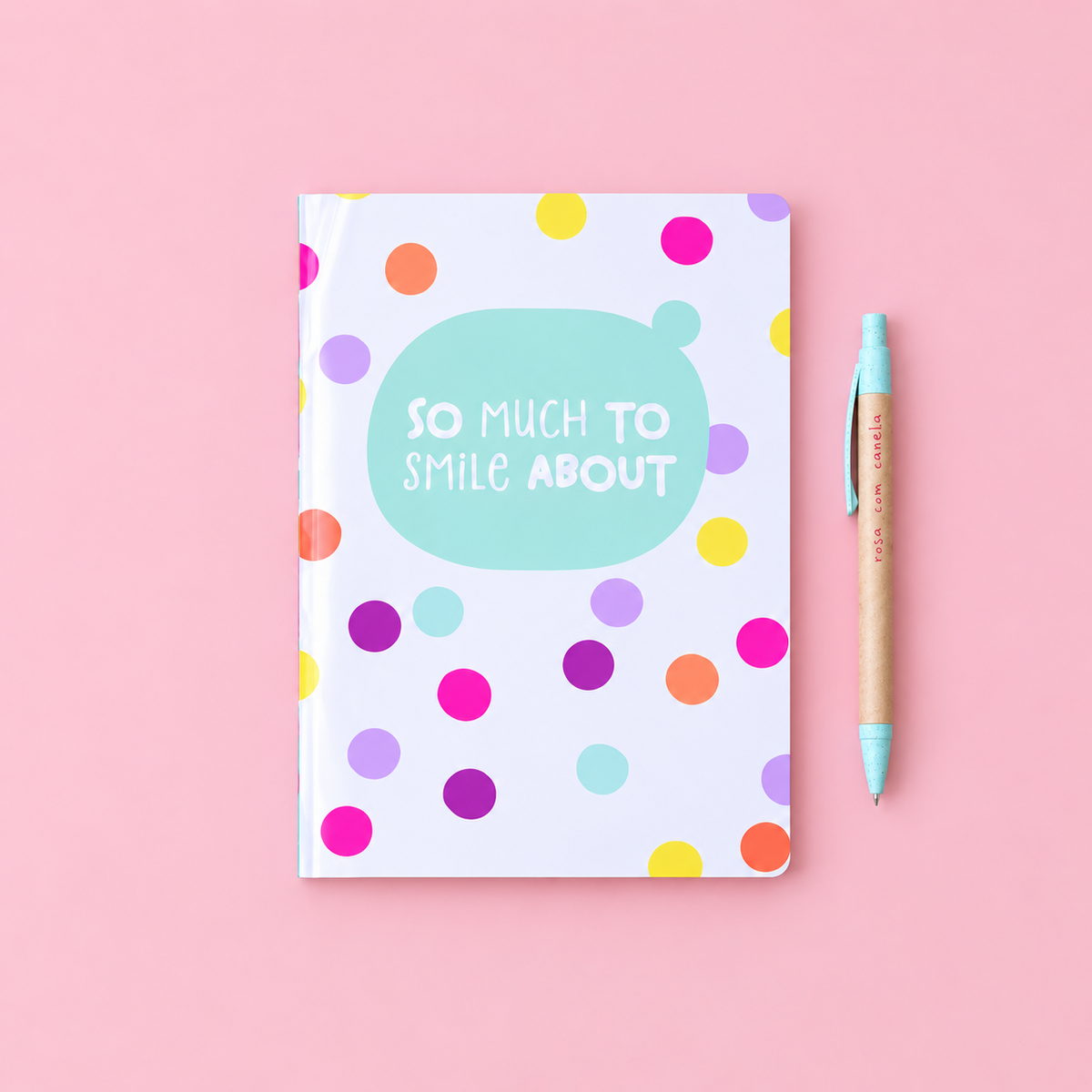 Caderno Agrafado A5 PET Pautado COLOR DOTS (So much to smile about)