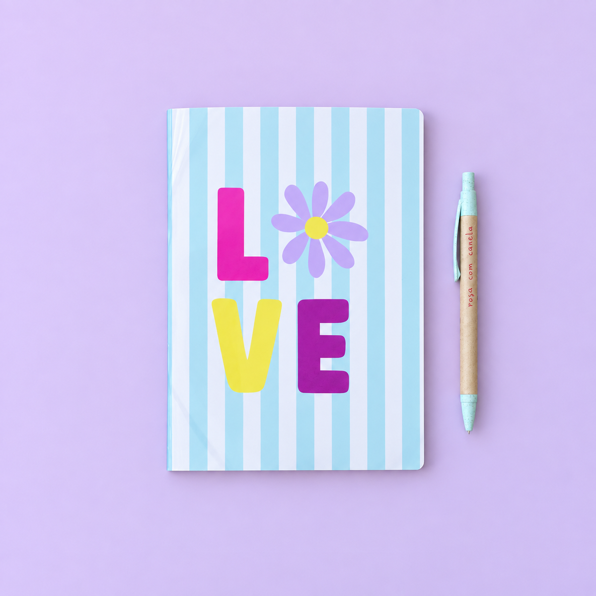 Caderno Agrafado A5 PET Pautado LOVE MINT