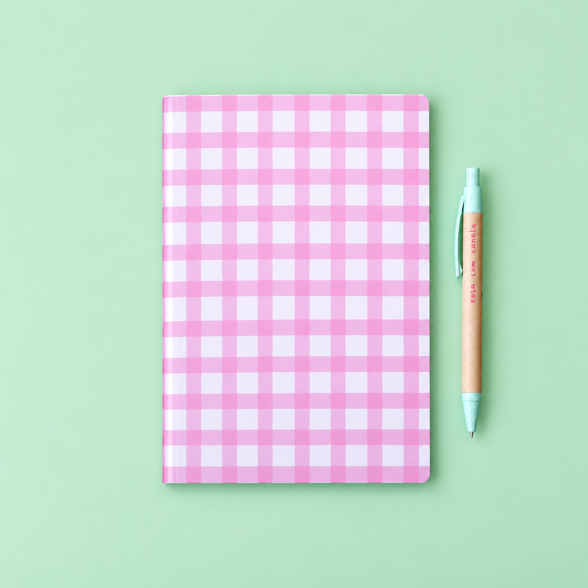 Caderno Agrafado A5 PET Pautado VICHY ROSA