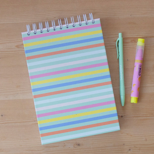 Caderno A5 Argolas Topo Capa Dura PASTEL STRIPES