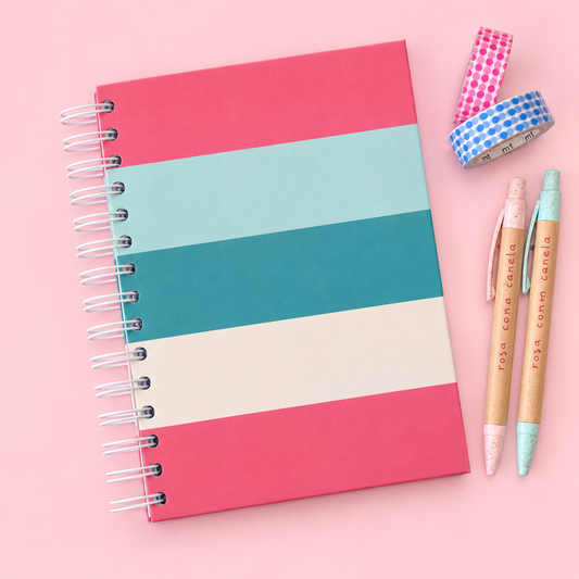 Caderno A5 Argolas 100 FL (PAUTADO) GOIABA BIG STRIPES