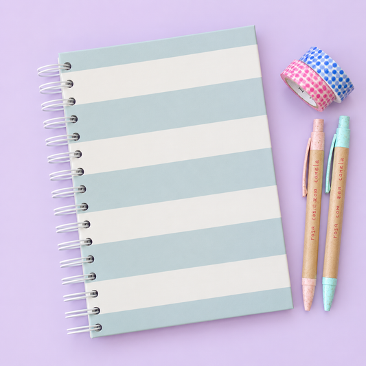 Caderno A5 Argolas 100 FL (PAUTADO) MINT STRIPES