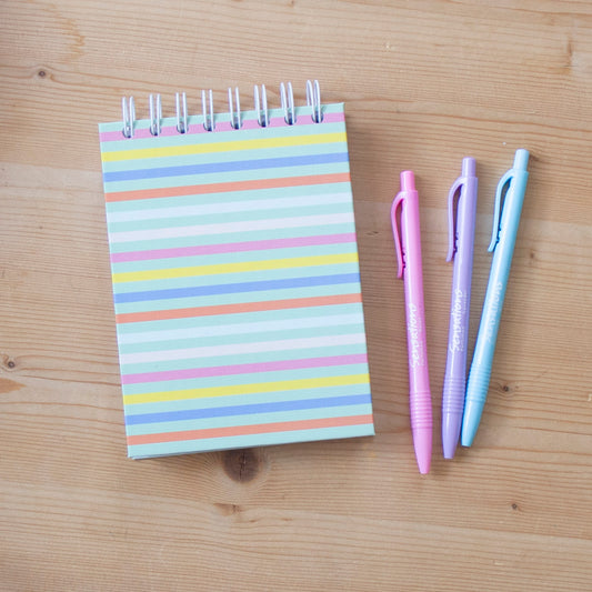 Caderno A6 Argolas Topo Capa Dura PASTEL STRIPES
