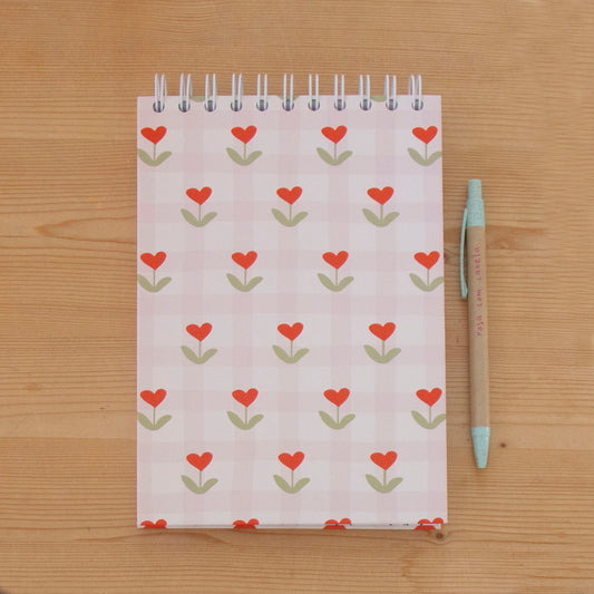 Caderno A5 Argolas Topo (LISO) FLOWERS HEARTS