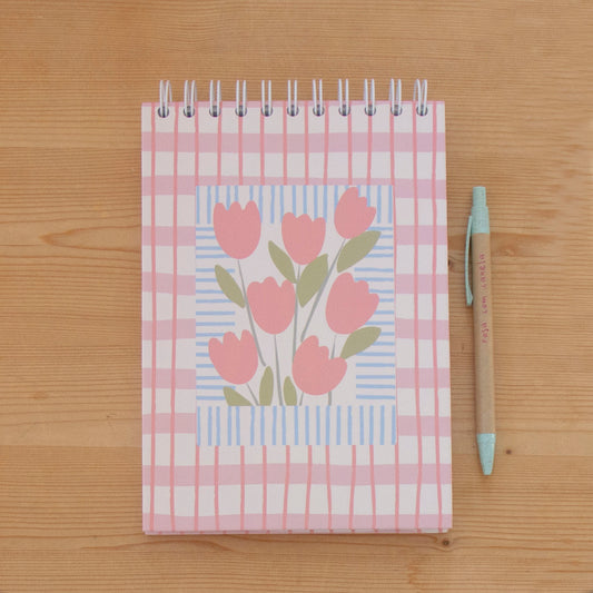 Caderno A5 Argolas Topo (LISO) FLOWERS PINK