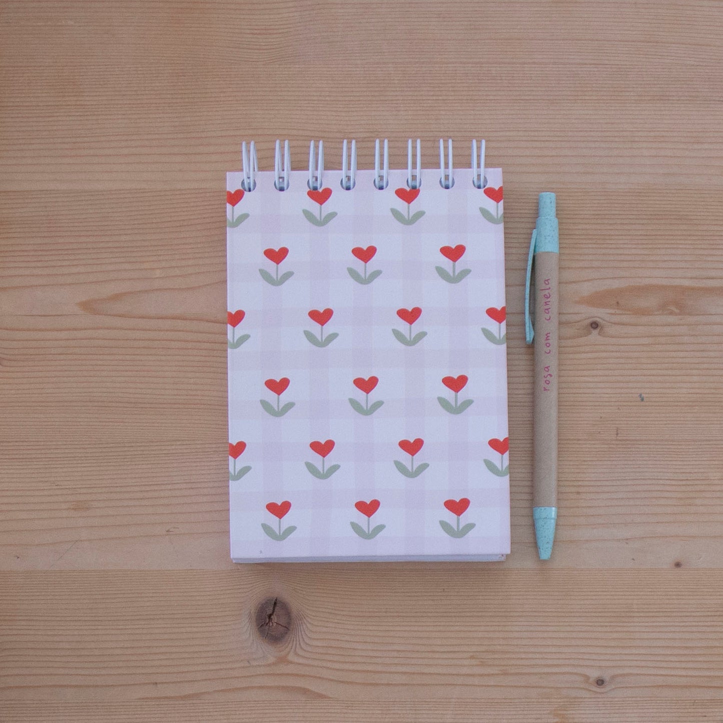Caderno A6 Argolas Topo (LISO) FLOWERS HEARTS