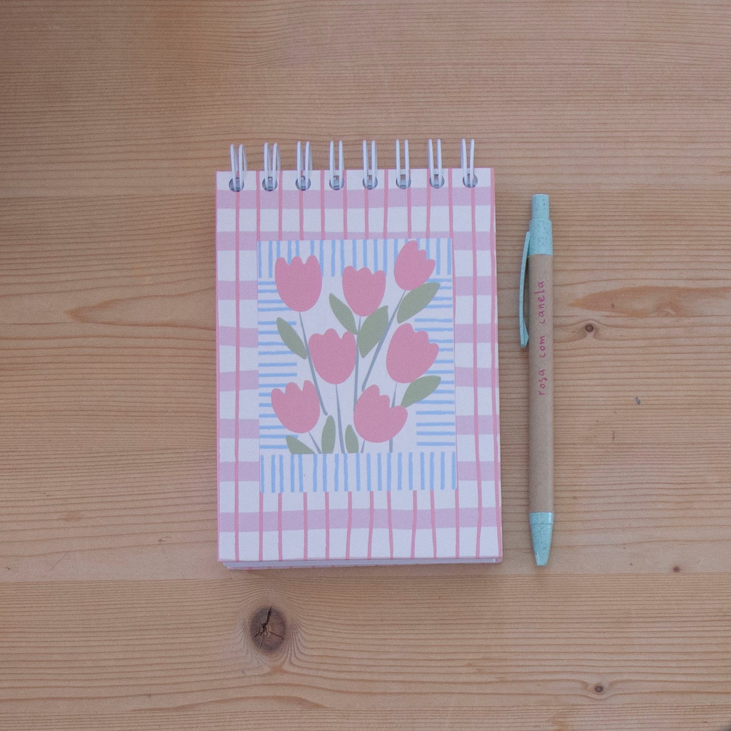 Caderno A6 Argolas Topo (LISO) FLOWERS PINK