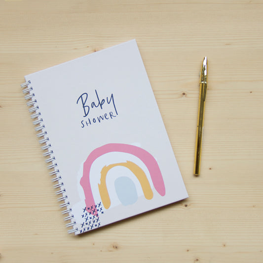 Caderno Baby Shower Rainbow Pink