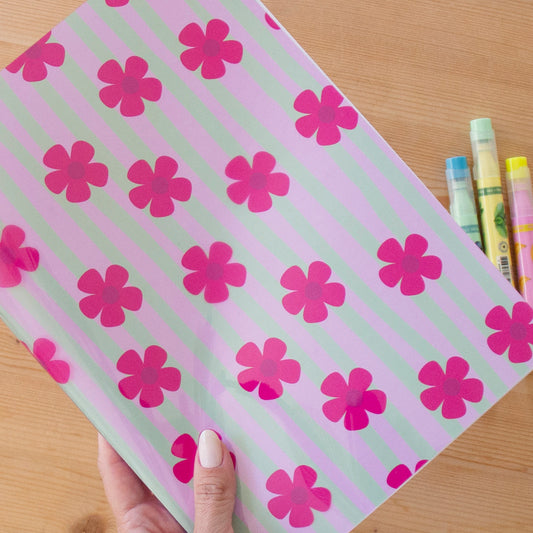 Caderno Agrafado A4 PET Pautado FLOWERS