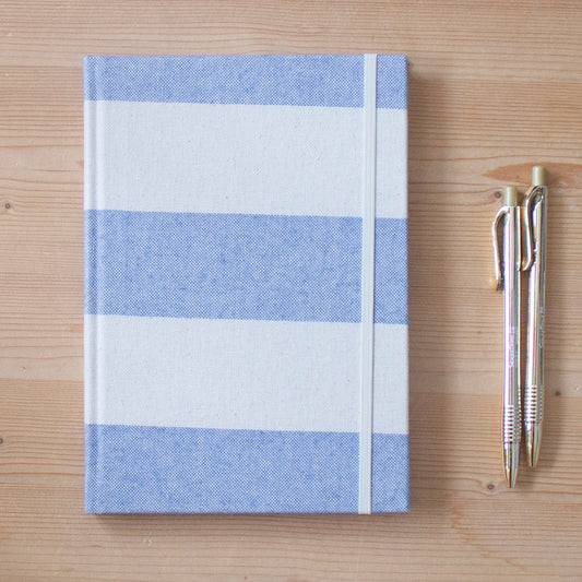 Caderno A5 tecido BLUE STRIPES