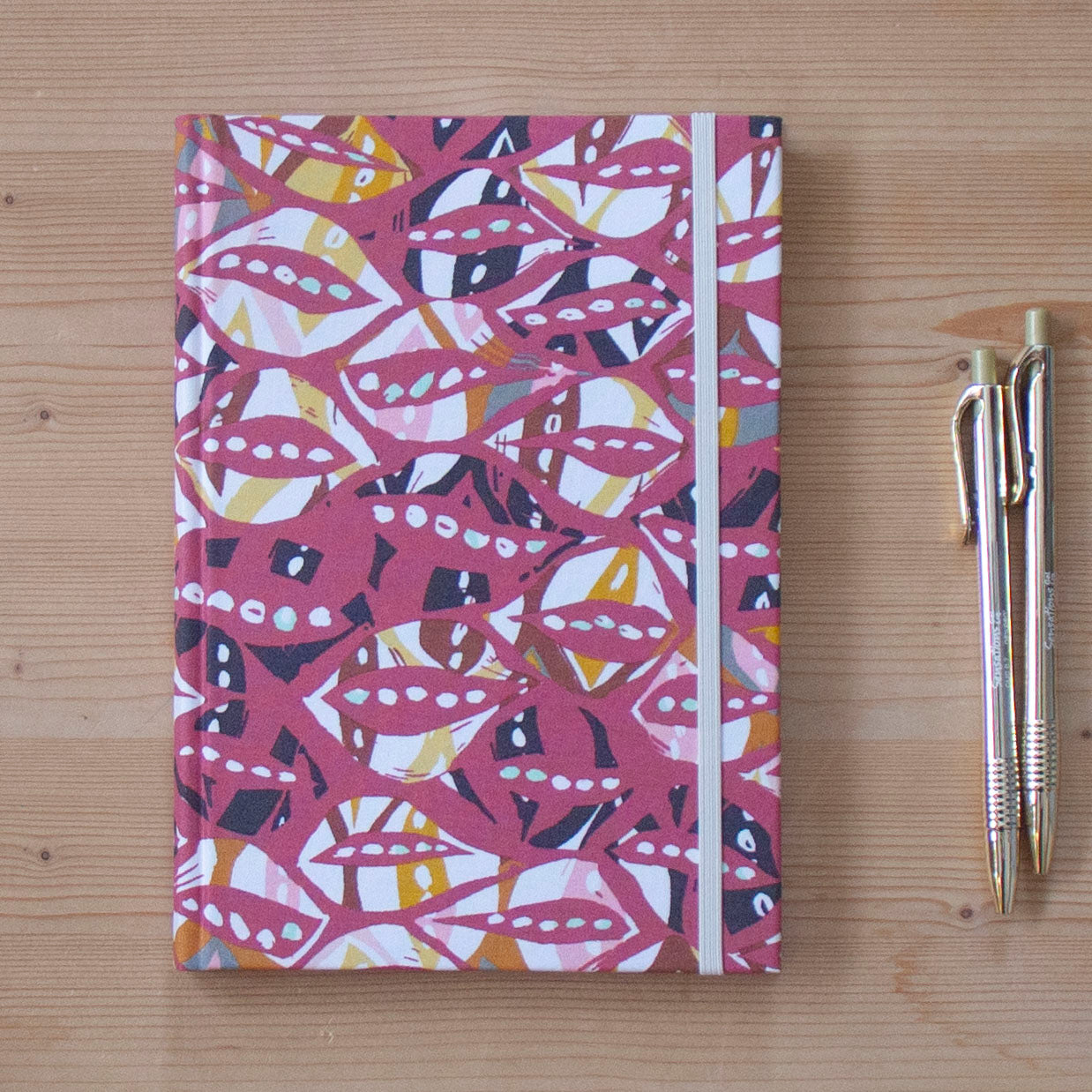 Caderno A5 tecido TRIBAL TIJOLO