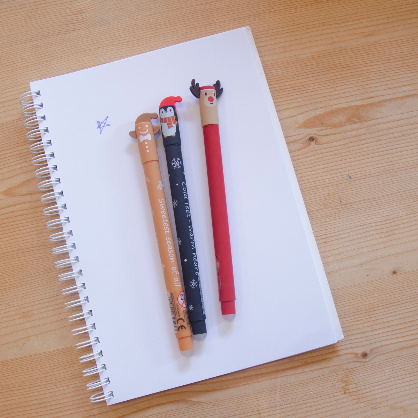 Kit 3 Canetas Apagáveis Natal