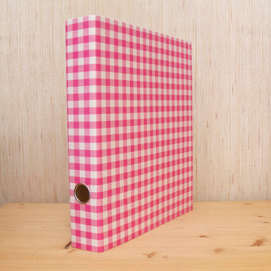 Capa de Arquivo A4 Fina tecido Vichy Rosa