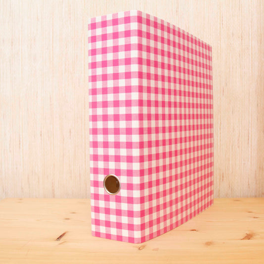 Capa de Arquivo A4 Larga tecido Vichy Rosa
