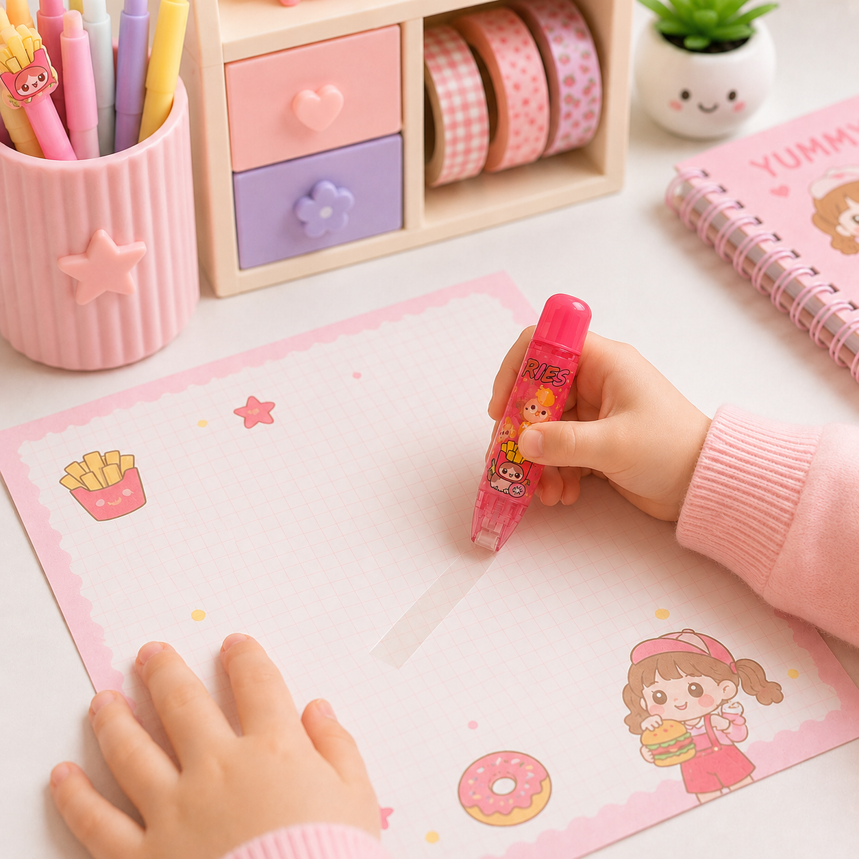 Cola em fita Kids 6m x 5mm ROSA